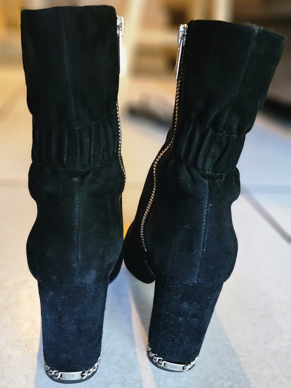 Michael Kors Black Suede Ankle Zip Booties